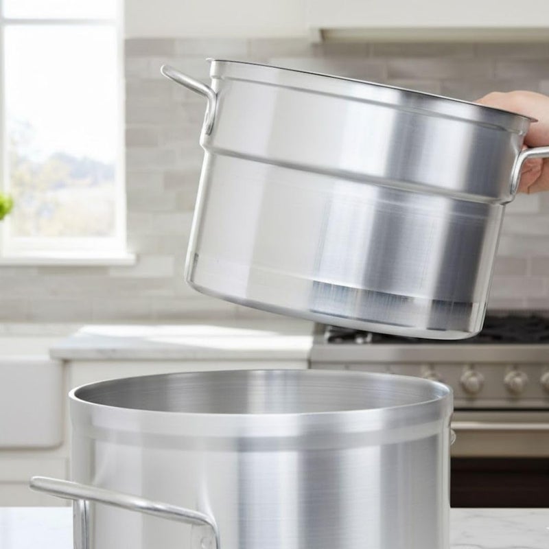 Soro Essentials - 8 Qt. Aluminum Double Boiler Pot with Lid- Steam Melting Stock Pot for Butter Chocolate Cheese Caramel Fondue Candy Dessert and Sauces - Image 2